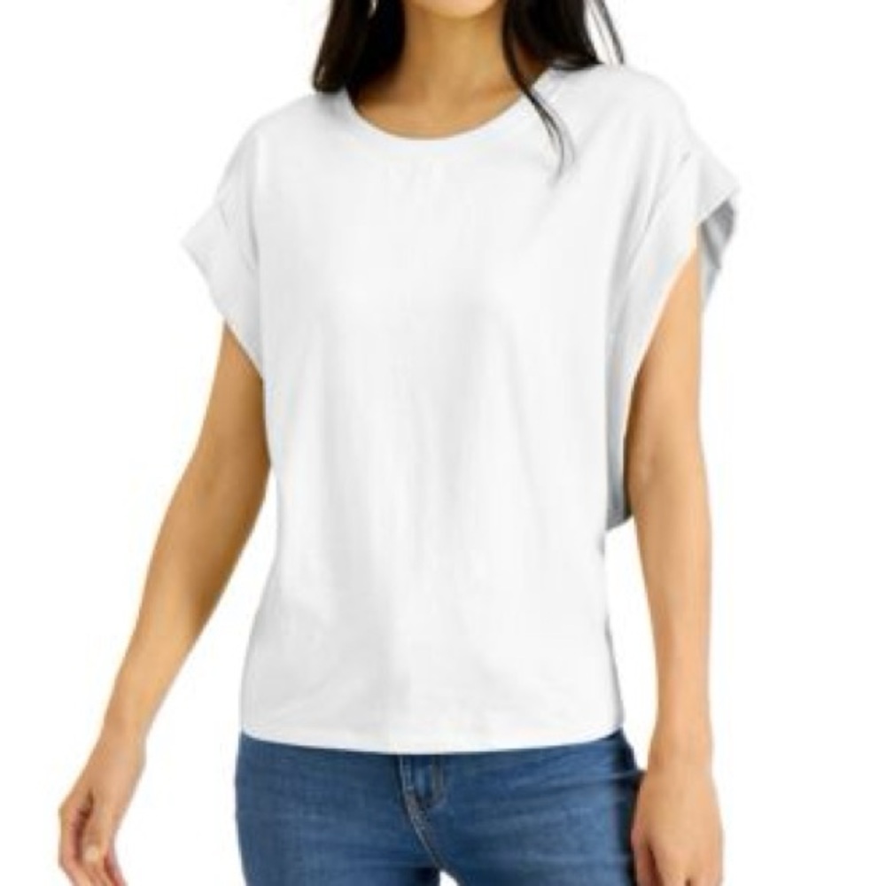 INC International Concepts White Short Sleeve Tee